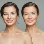 Two women representing different stages of aging, illustrating a long-term anti-aging treatment plan and aesthetic treatment roadmap for graceful aging and skin rejuvenation at Greenwich Medical Spa.